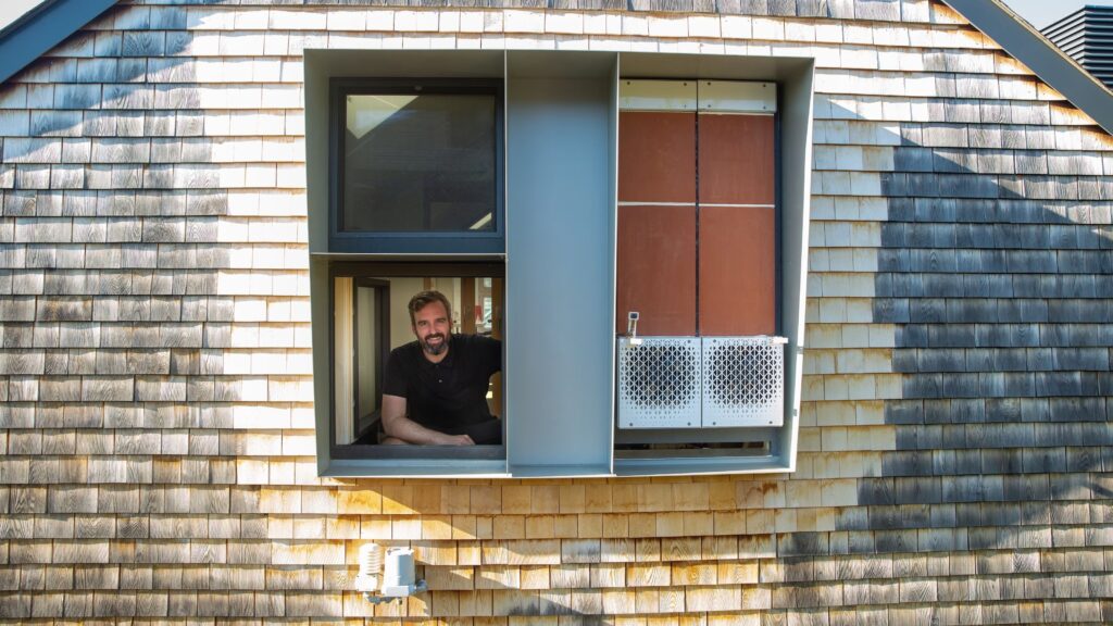 View of window from outside House Zero with cSNAP prototype installed