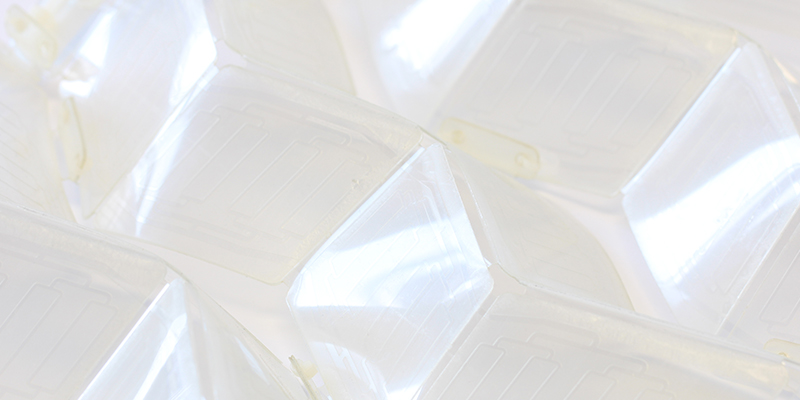Detail shot of origami microfluidics surface