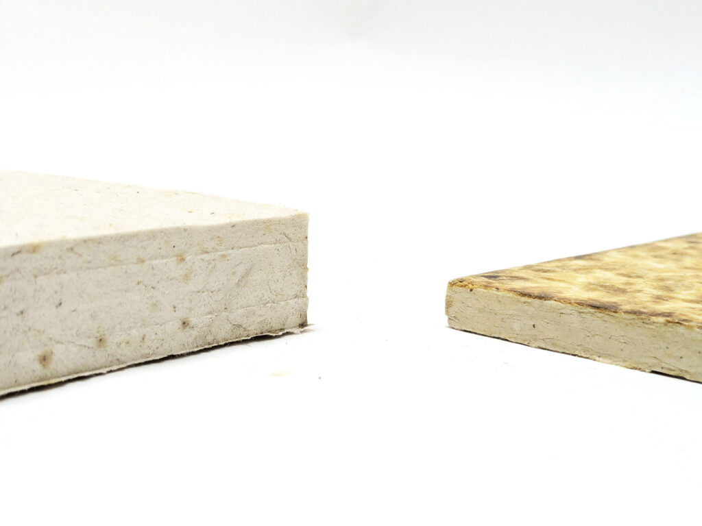 Detail photograph of sheep wool composite panels.
