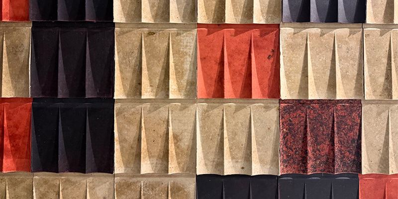 Detail shot of wool biocomposite panel
