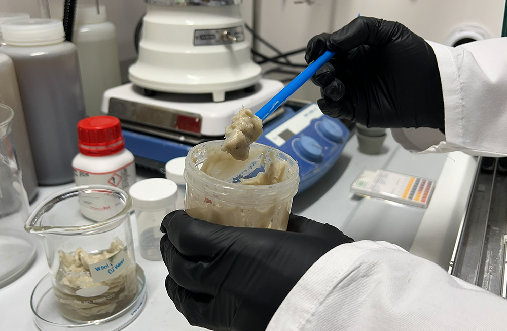 Photograph of gel substance in laboratory setting
