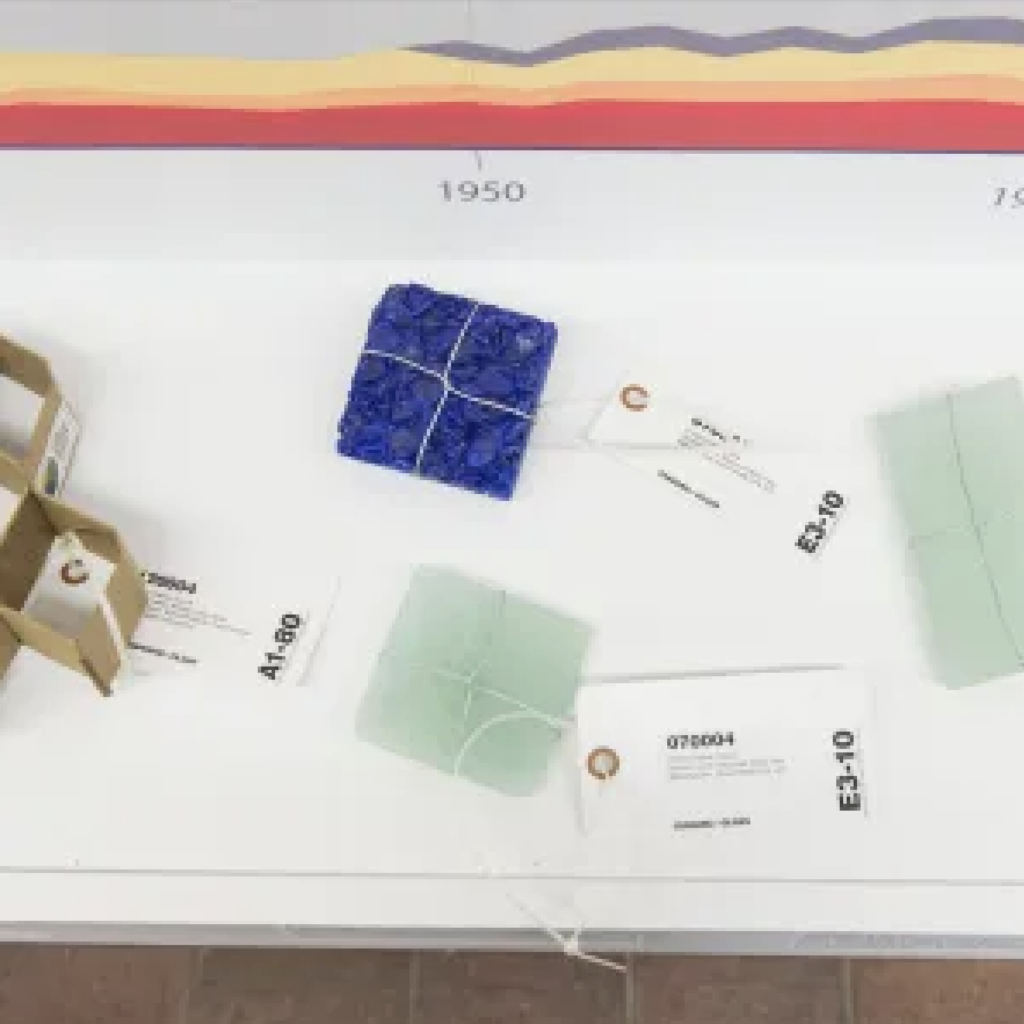 Photo of pieces of materials on display