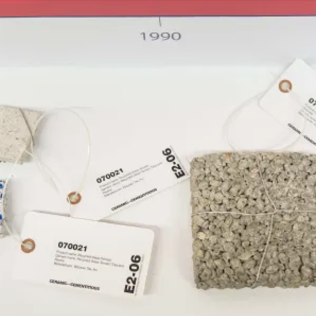 Detail shot of pieces of materials on display