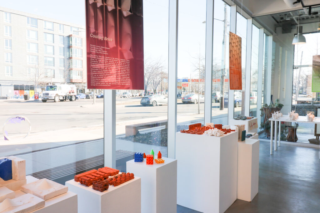 Picture of student ceramic projects on display