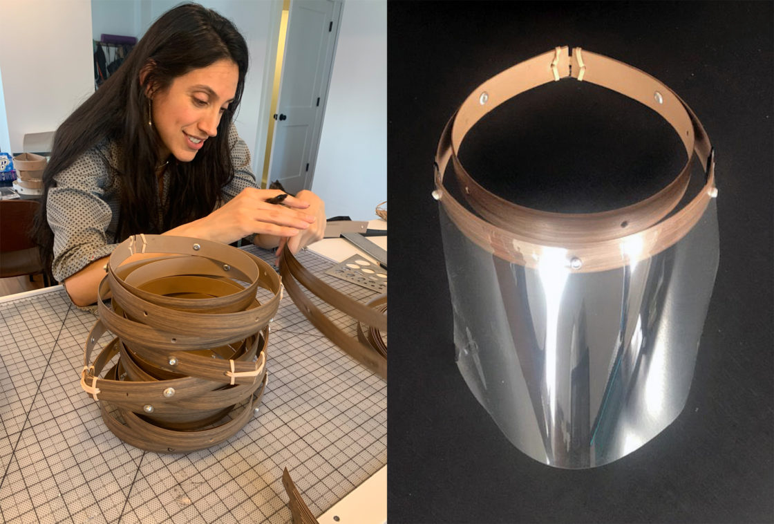 Picture of the face shield making process