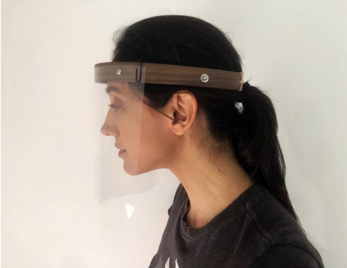 Picture of user wearing the face shield