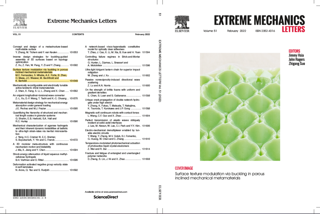 Picture of the front cover of Extreme Mechanics Letters Journal (Issue 51)