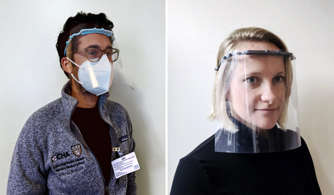 Picture of user wearing the face shield