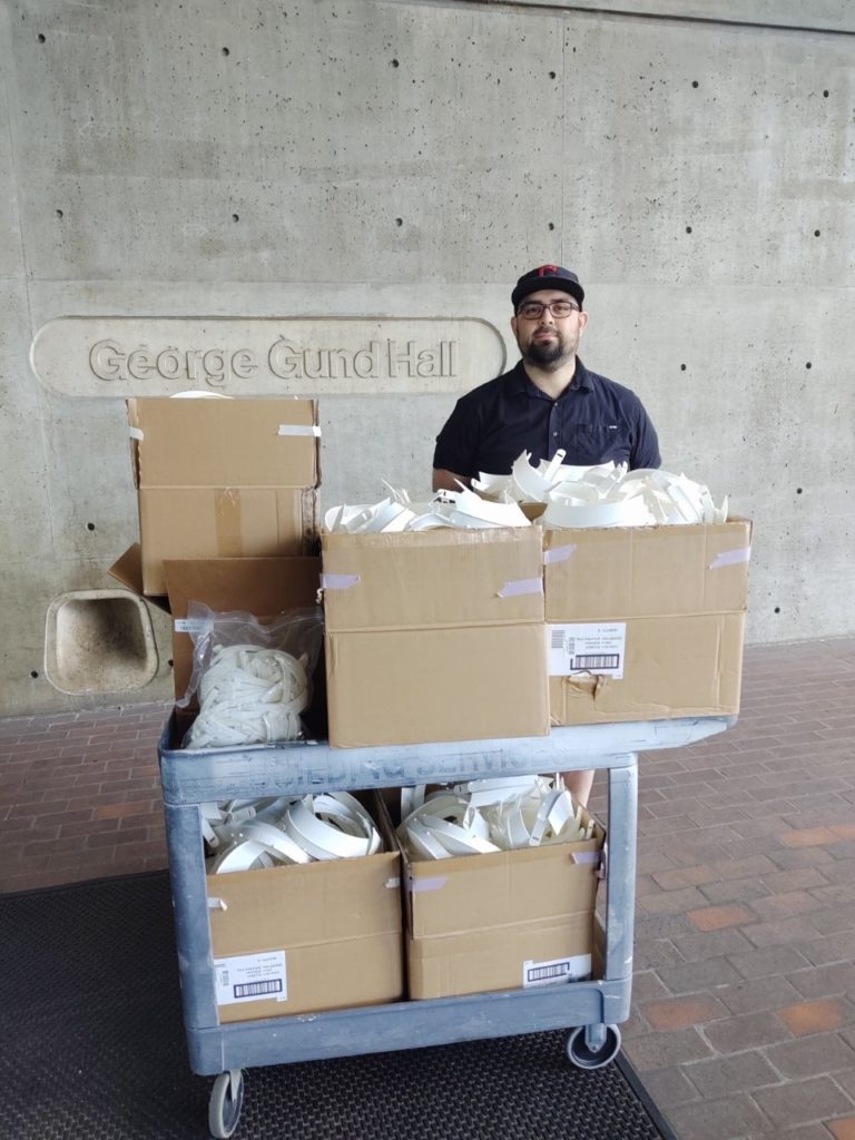 Picture of GSD staff together with the face shields