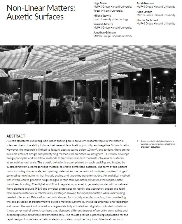 Image of publication of our work on auxetic systems