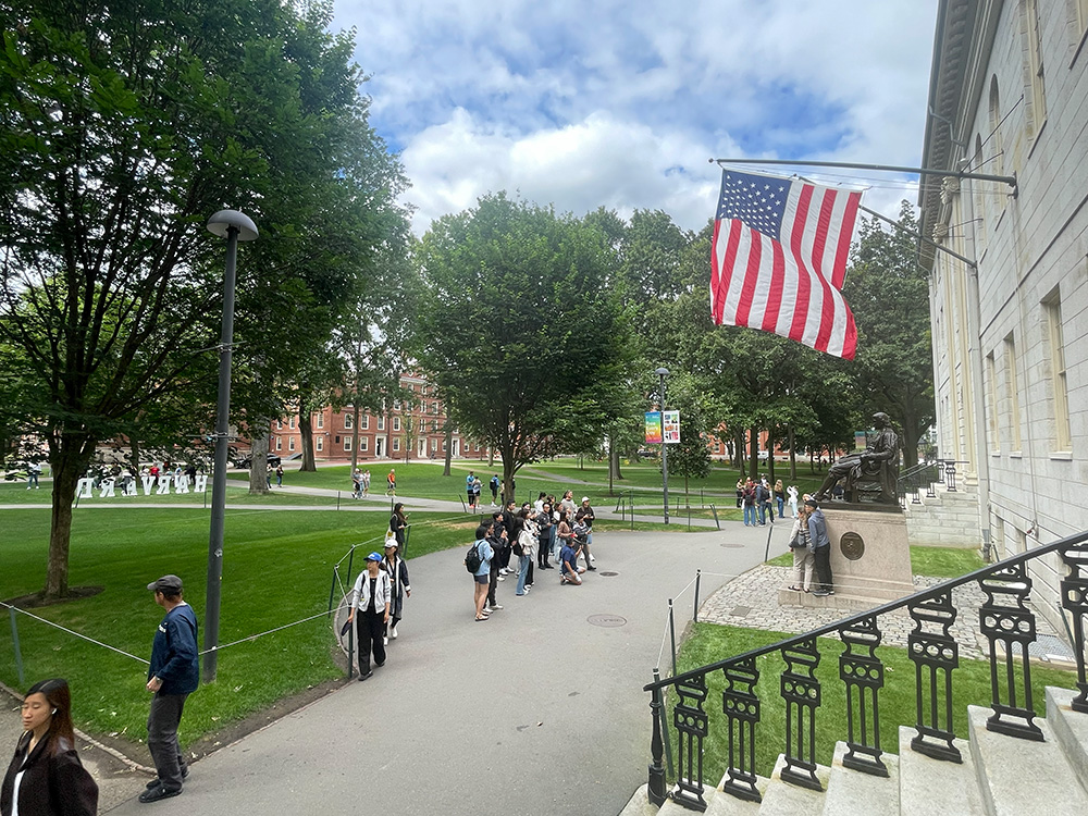 Harvard Yard with visitors