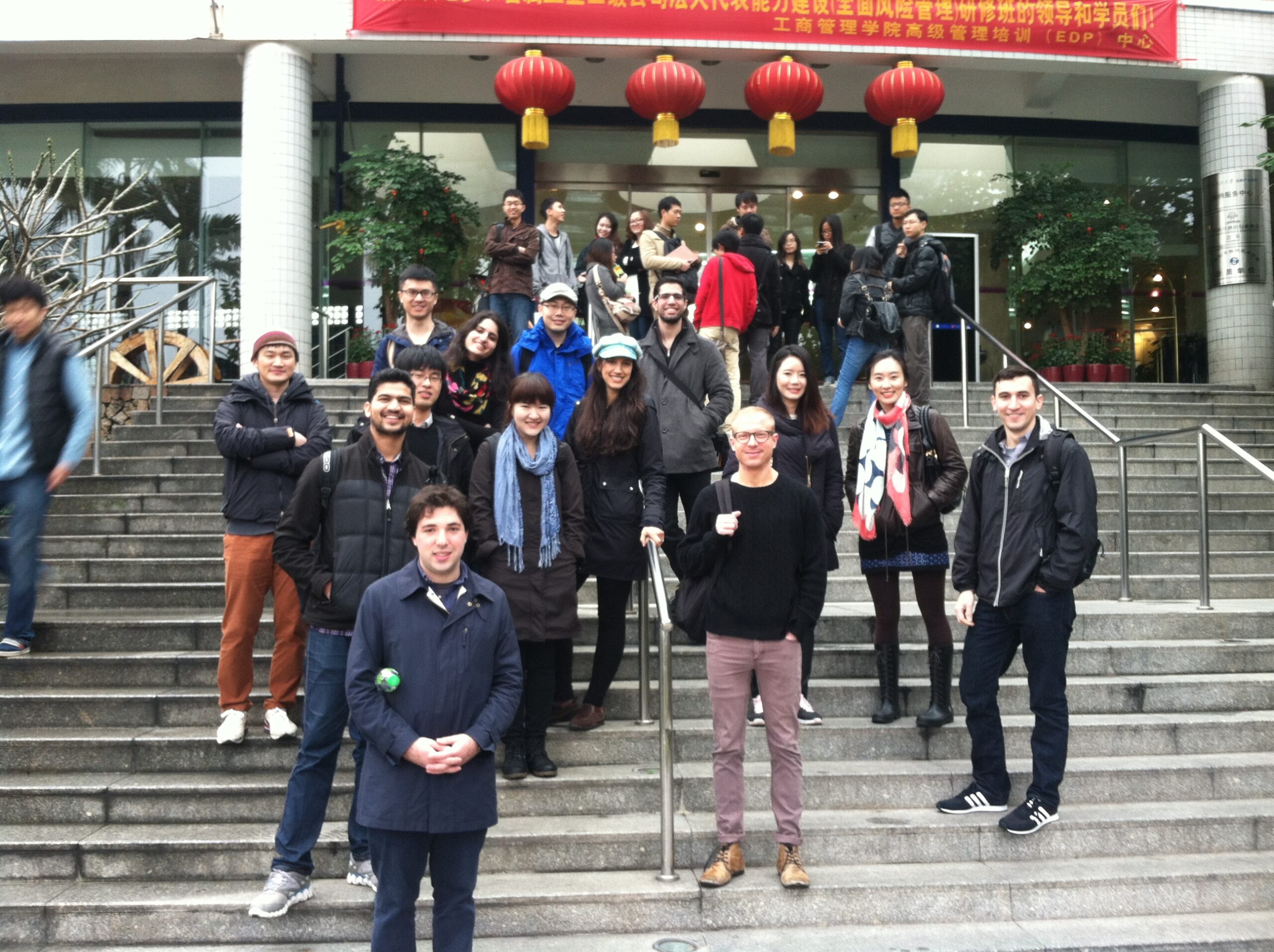 a group of students posing for a picture in China