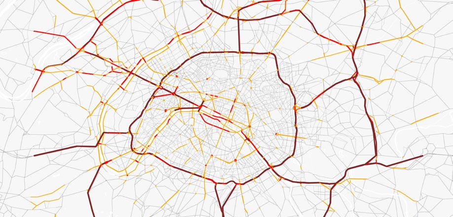 A map with roads highlighted