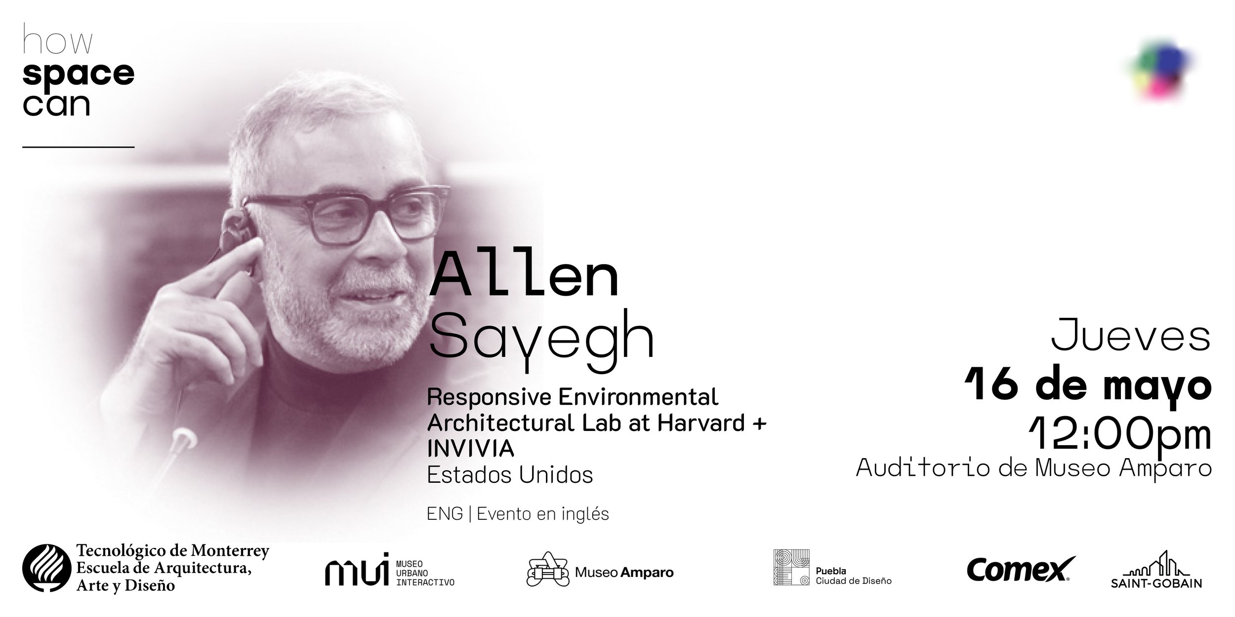 A poster of "how space can" with a photo of a man.