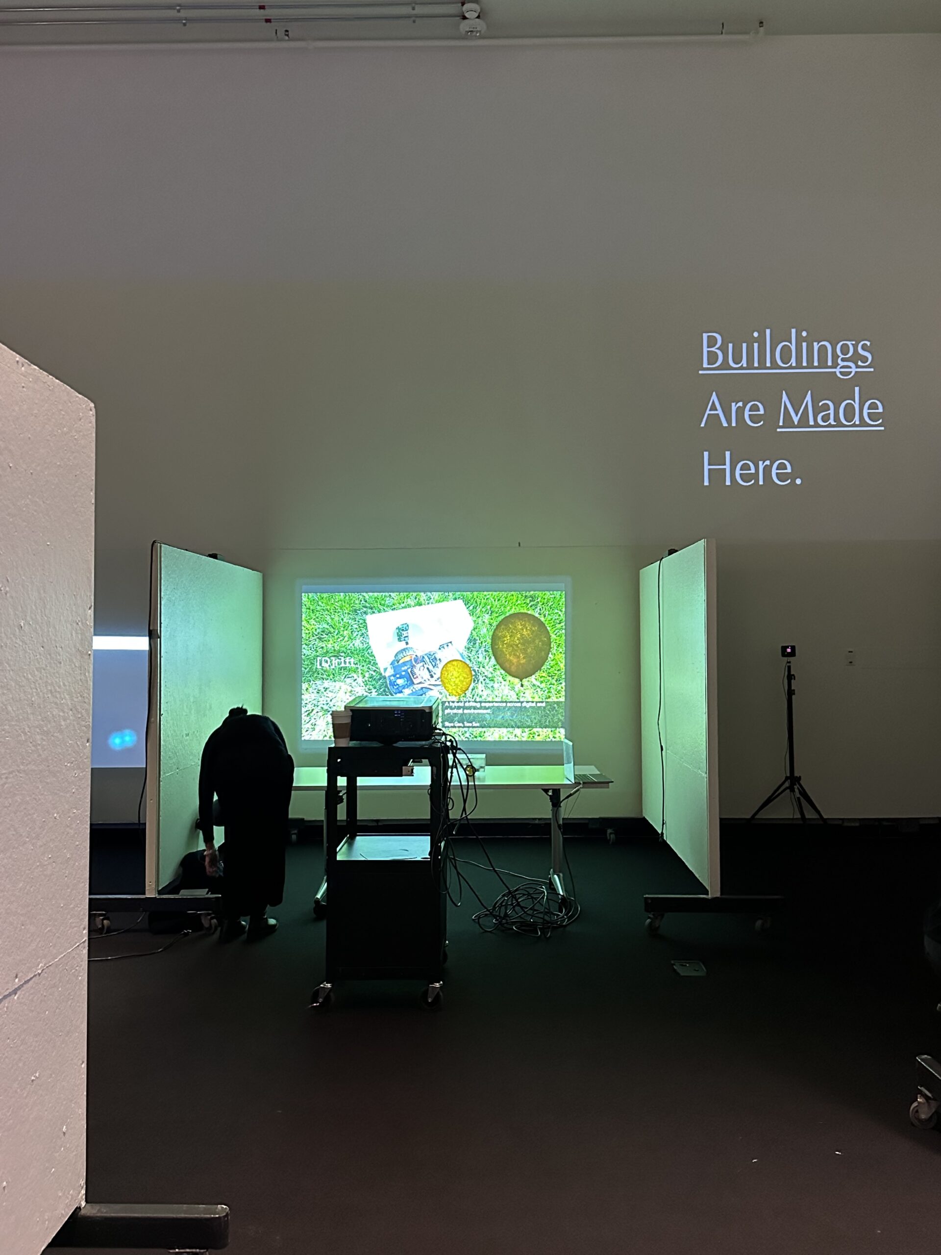 A projection "Buildlings are Made Here"