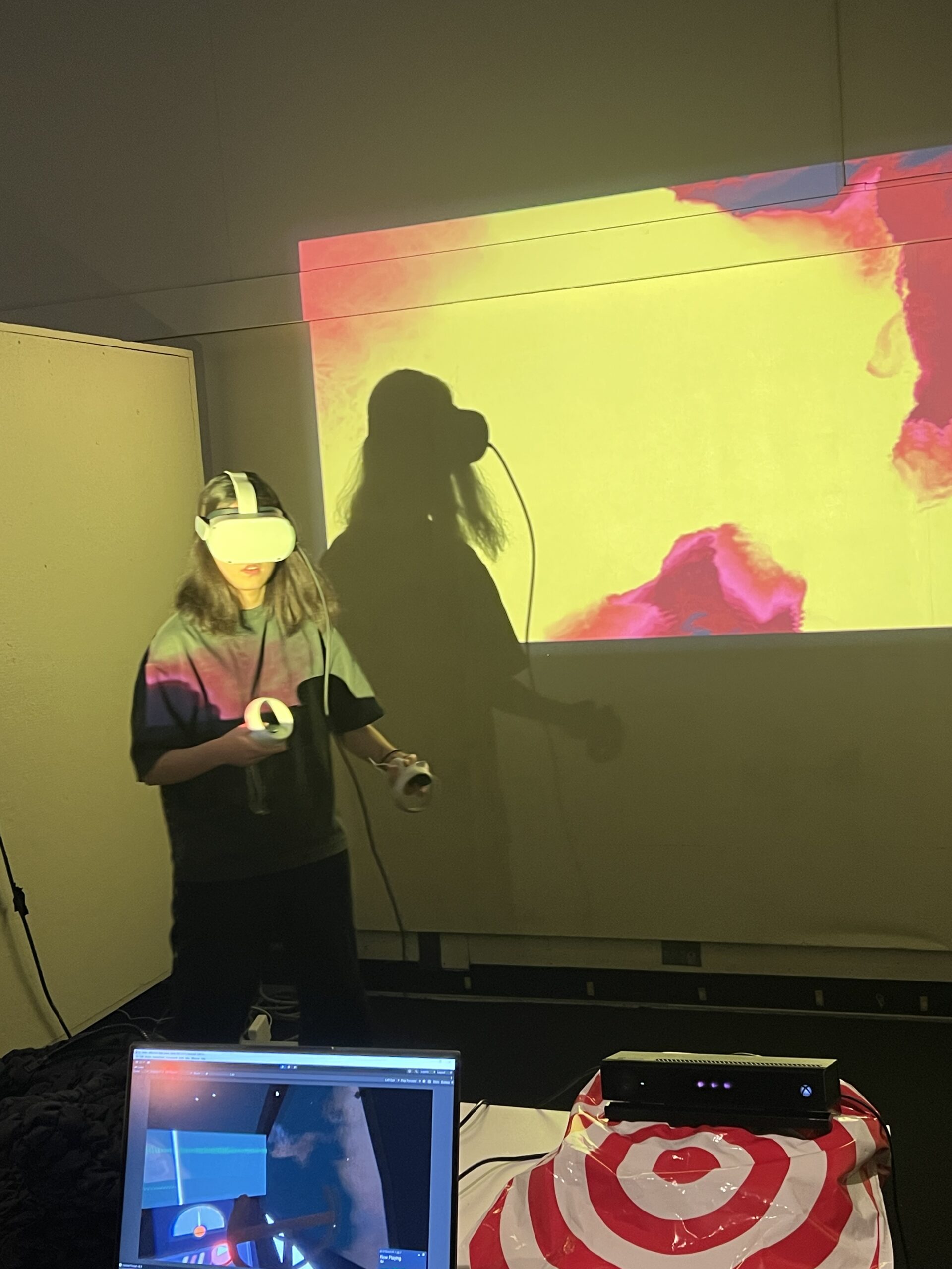 Student performing VR animation.